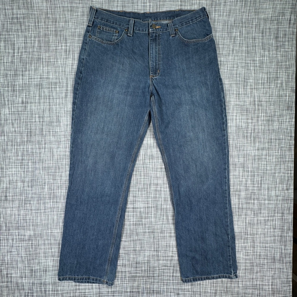 Carhartt Holter Jeans Mens 36x32 Relaxed Straight Leg Blue Denim Workwear 101483